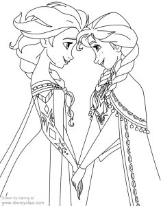 Coloring page of Anna and Elsa from Frozen Elsa coloring pages
