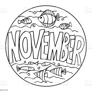 Color Example November Coloring Pages For Kids Stock Illustration