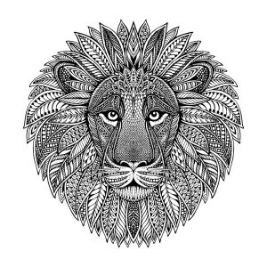 Lion head mandala style Lions Adult Coloring Pages
