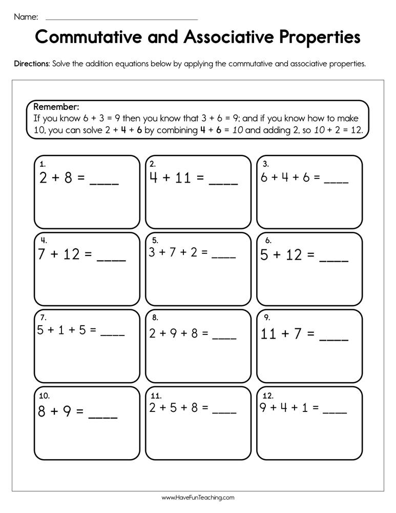 Associative property of multiplication 3rd grade worksheets