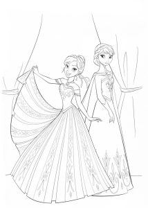 Elsa and Anna coloring pages to download and print for free