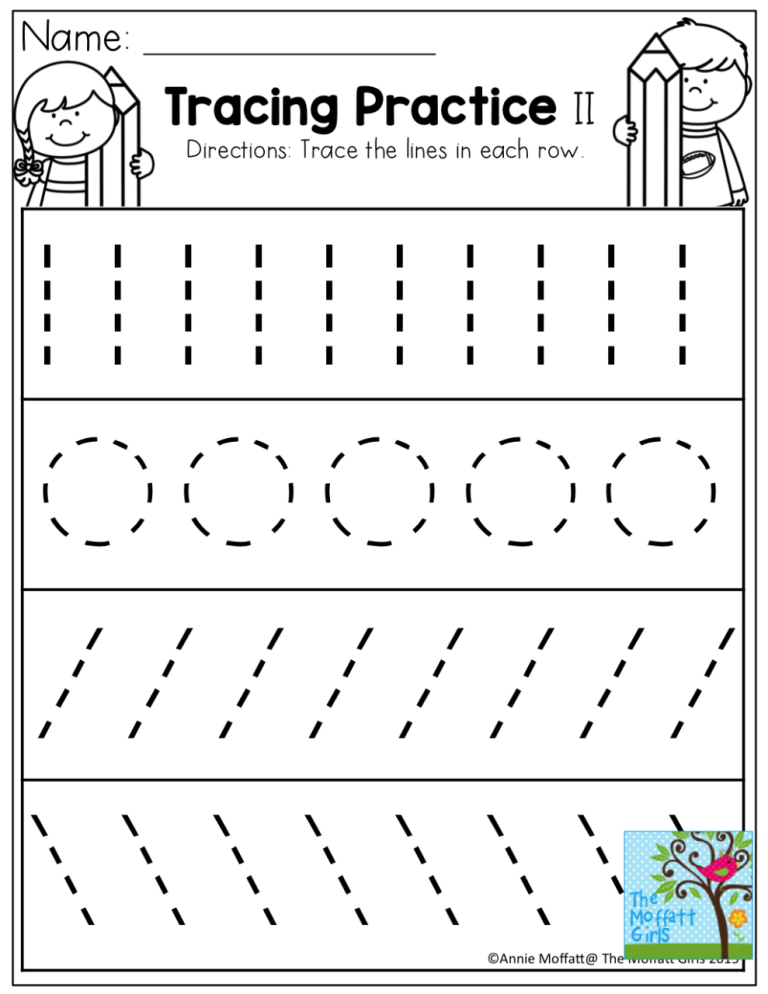 Tracing Printable Preschool Activity Sheets