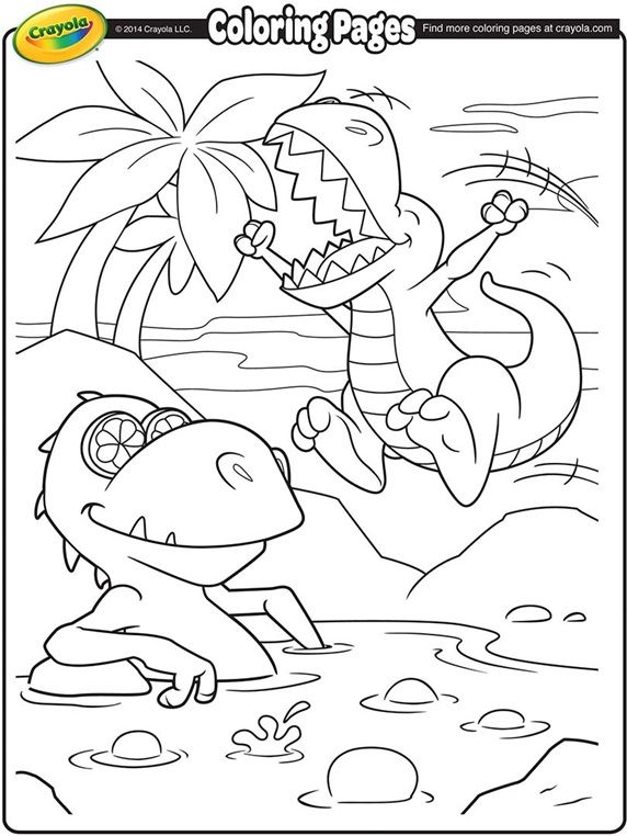 TRex Cartoon on Crayola coloring pages, Summer coloring
