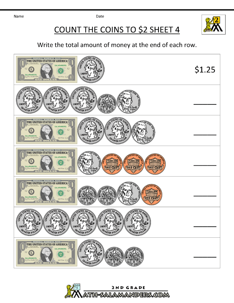 Printable 4th Grade Money Math Worksheets