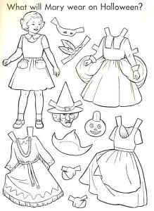 Halloween paper doll to color, 1951 Paper dolls, Paper dolls to color