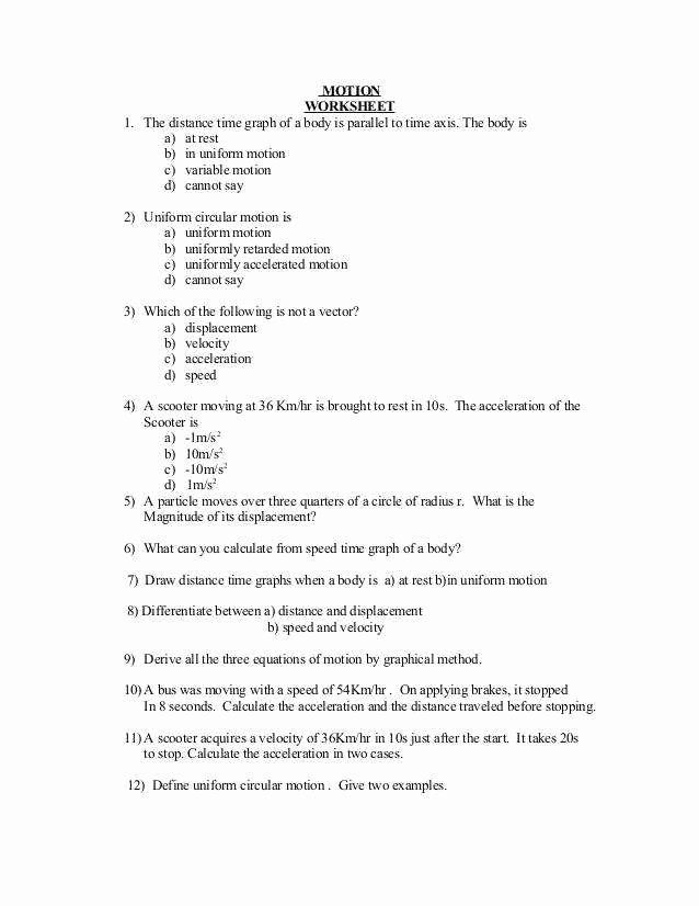 Answer Key Speed And Velocity Practice Problems Worksheet Answers