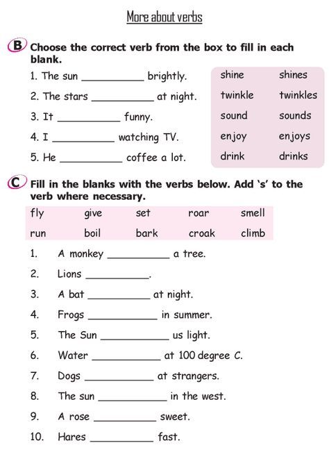 English Grammar Worksheet For Class 2nd