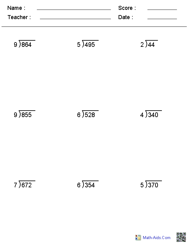 5th Grade Multiplication And Division Practice Sheets