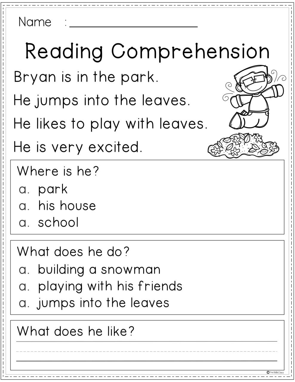 Free Printable 1st Grade Comprehension Worksheets For Grade 1