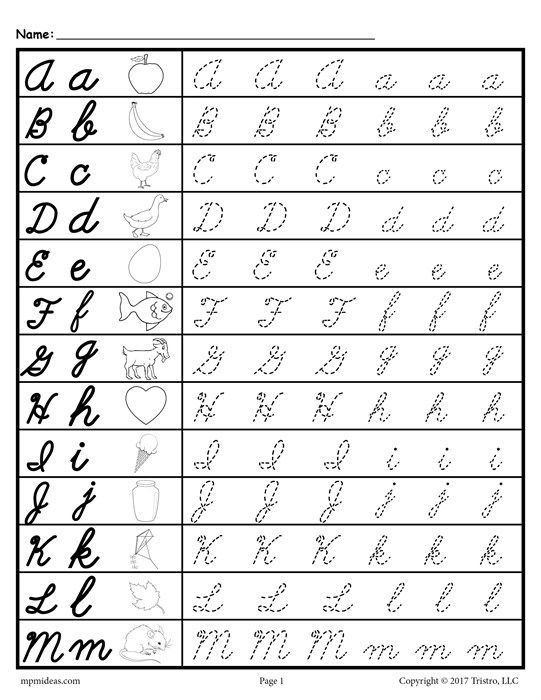 Printable Cursive Writing Alphabet Pdf