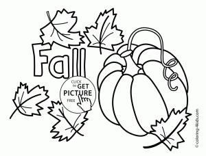 Autumn coloring pages with pumpkin for kids, seasons coloring pages