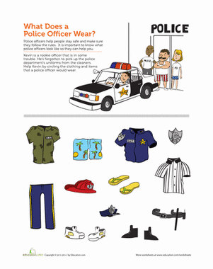 Police Officer Community Helpers Worksheets For Kindergarten Pdf