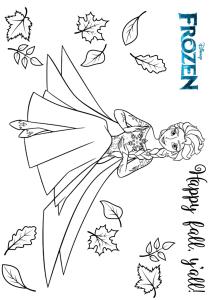 Frozen elsa disney animation movie happy fall coloring pages