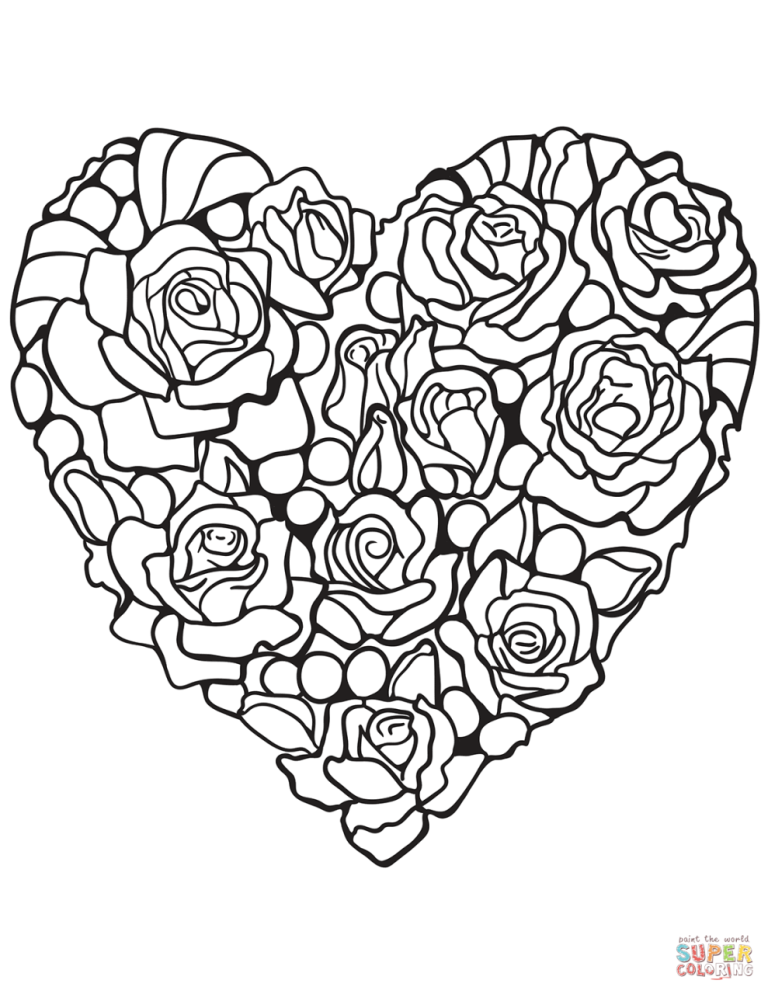 Coloring Pages Flowers And Hearts