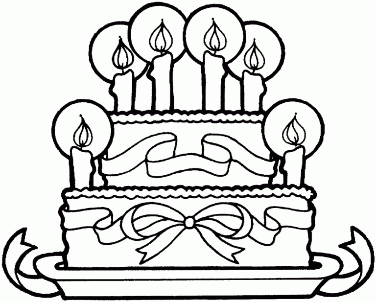 Birthday Cake Colouring Pages