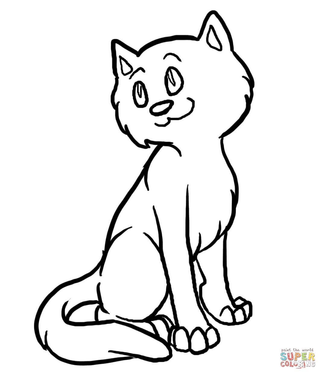 Printable Cartoon Cat Coloring Pages