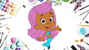 How to draw Molly from Bubble Guppies / Coloring Molly Bubble Guppies