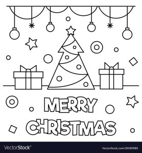 Merry christmas coloring page Royalty Free Vector Image