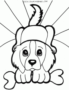 Animals Coloring Pages Cute Puppy Playing Kids Coloring Pages