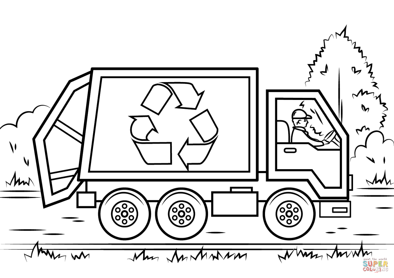 Recycling Truck coloring page Free Printable Coloring Pages