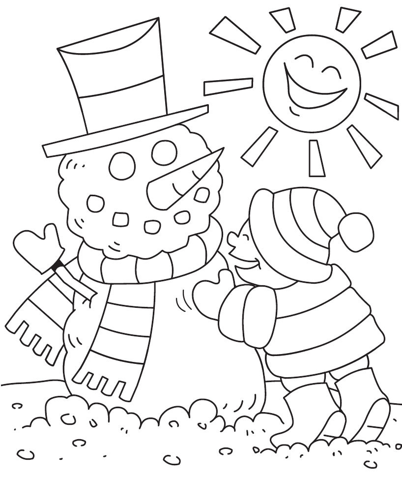 Preschool Bilingual Project Winter Coloring Page