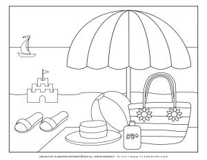 Summer Coloring Page Parasol on the Beach Planerium