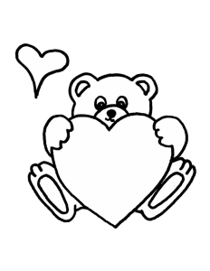 Teddy Bear Holding A Heart Coloring Pages at Free