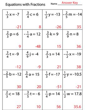 Algebra 2 Solving Equations With Fractions Worksheet