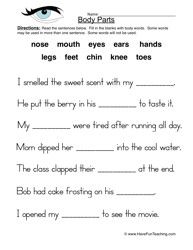 The Human Body Worksheets For Grade 1
