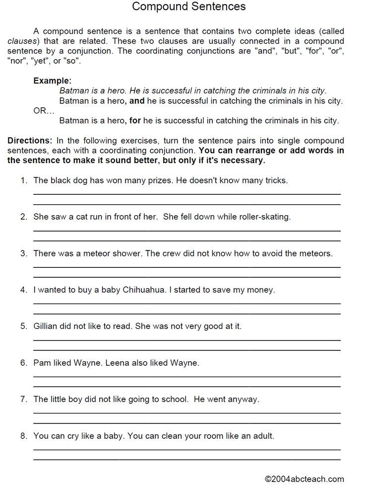 5th Grade Simple Compound And Complex Sentences Worksheet
