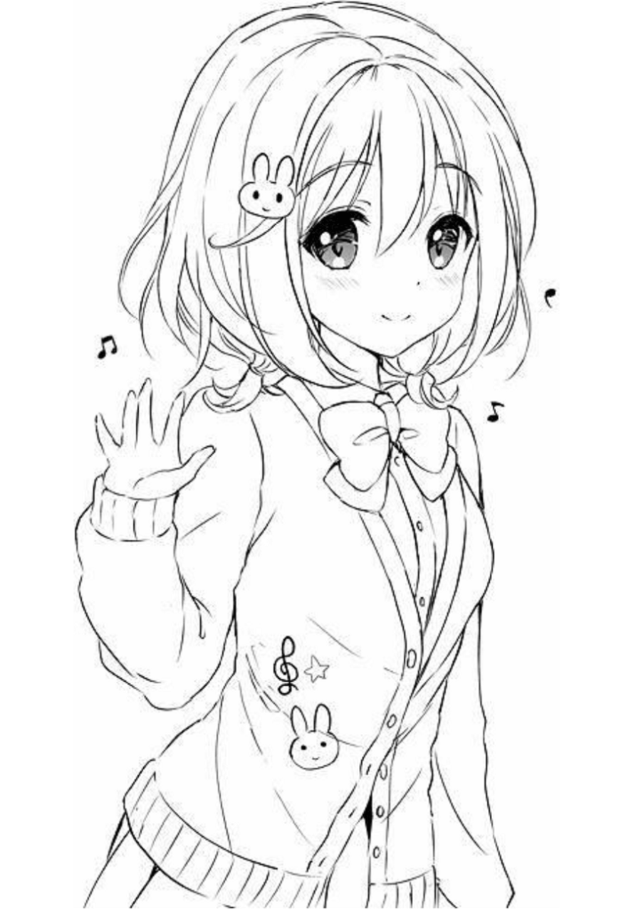 Cute Anime Girl Coloring Page Free Printable Coloring Pages for Kids