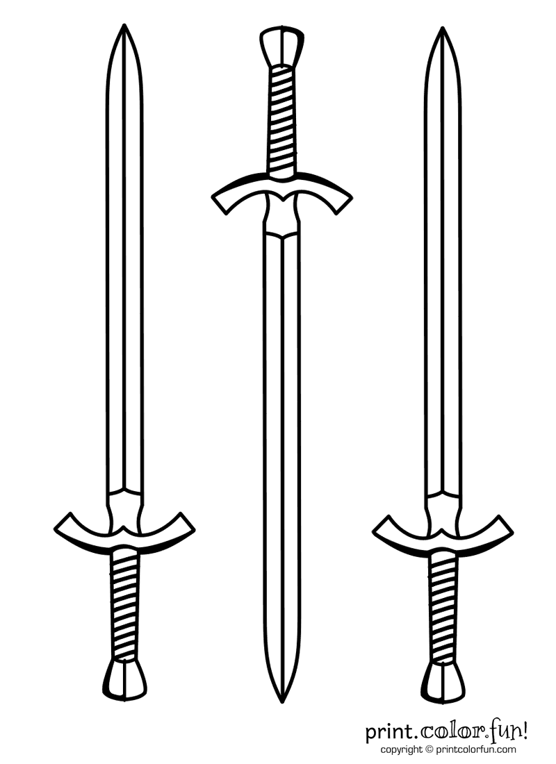 Sword coloring pages to download and print for free