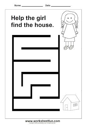 Easy Maze Worksheets For Kids