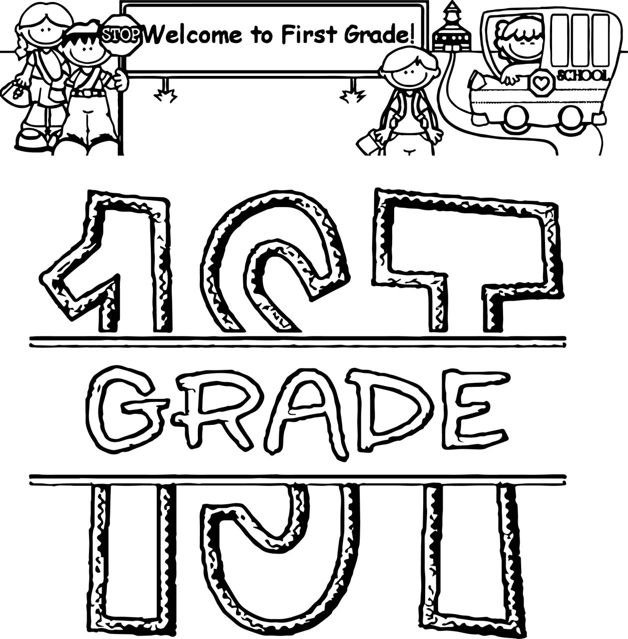 Coloring pages kids To 1st Grade Coloring Sheet