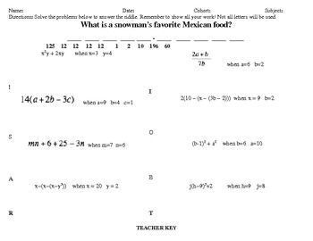 Substitution Worksheet With Answers Tes
