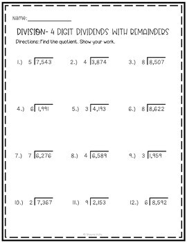 Multiplication 4th Grade Division Worksheets Grade 4