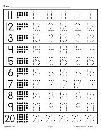 Free Tracing Numbers 1-10 Worksheets