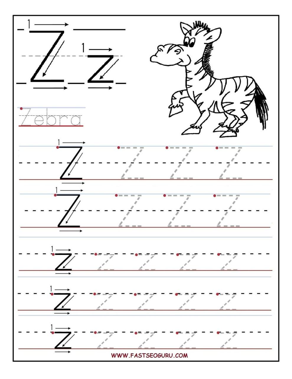 Alphabet Tracing Worksheets Letter Z