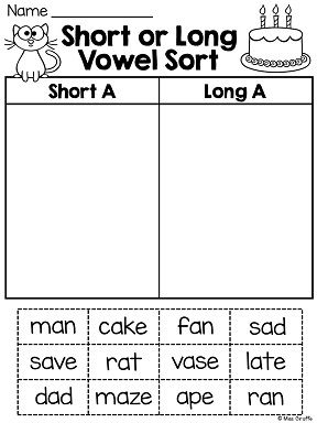 Long And Short Vowel Sounds Worksheets For Grade 1 Pdf