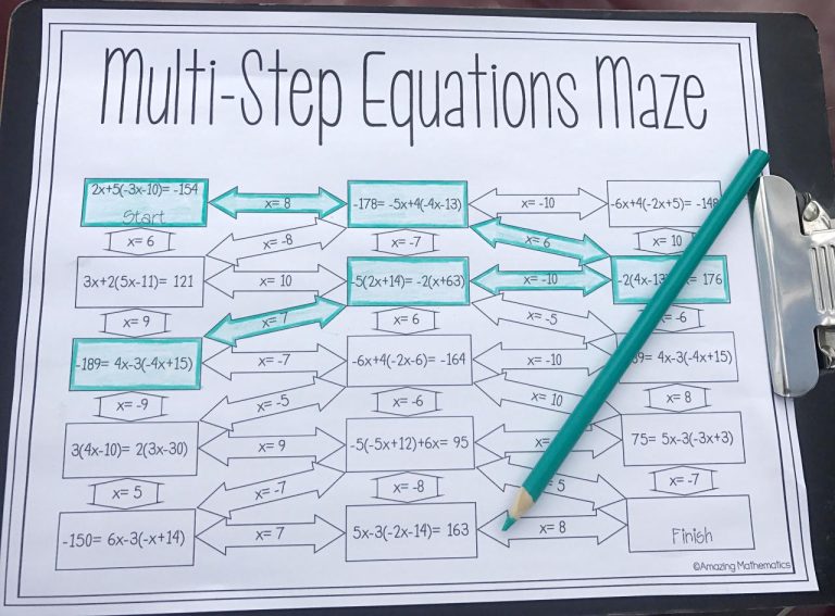 Two Step Equation Maze 2 Answer Key