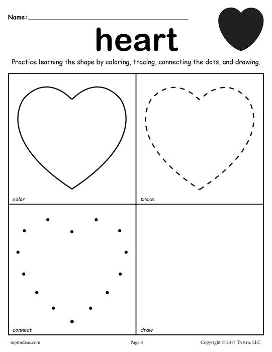 Trace Heart Shape Worksheet