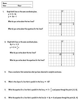 Writing Equations Of Parallel And Perpendicular Lines Worksheet Answers Geometry