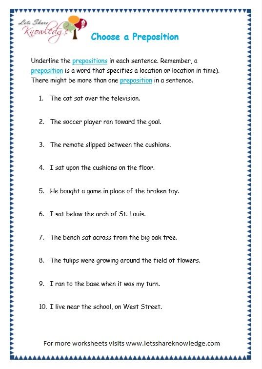 5th Grade Part Of Speech Worksheet With Answers