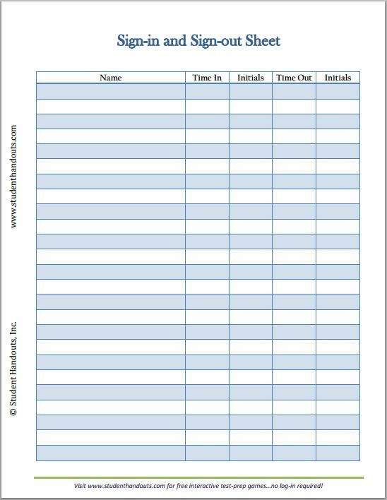 Downloadable Free Printable Sign In Sheet Template