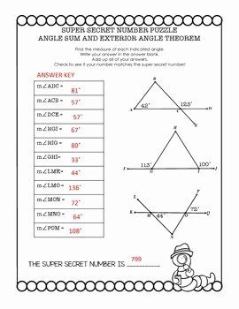 Worksheet Triangle Sum And Exterior Theorem Answer Key