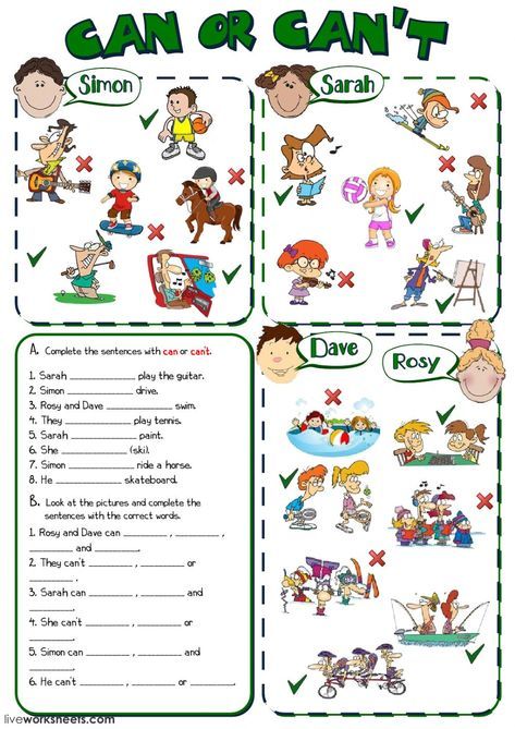Can And Can't Worksheet For Grade 1 Pdf
