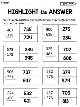 Three Digit Addition And Subtraction With Regrouping