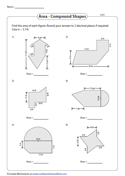 Area Of Composite Figures Worksheet 6th Grade Answers