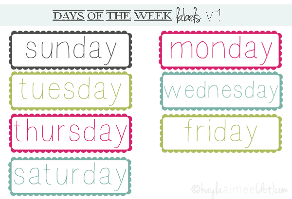 Days Of The Week In English Free Printables