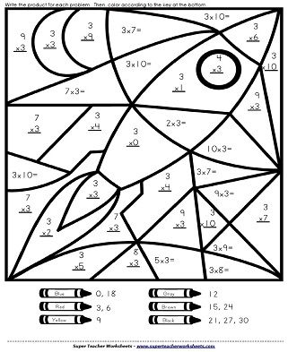 4th Grade Free Multiplication Coloring Worksheets